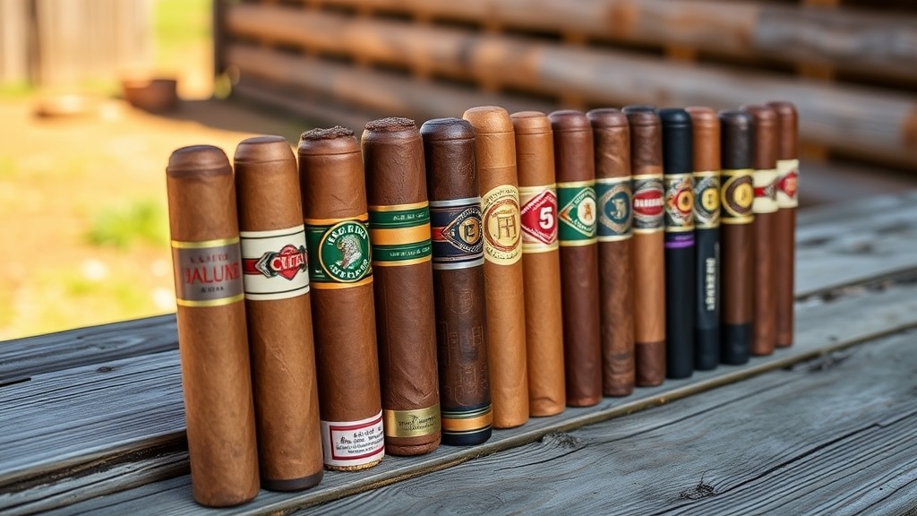 Row of affordable premium cigars lined up showing great value options
