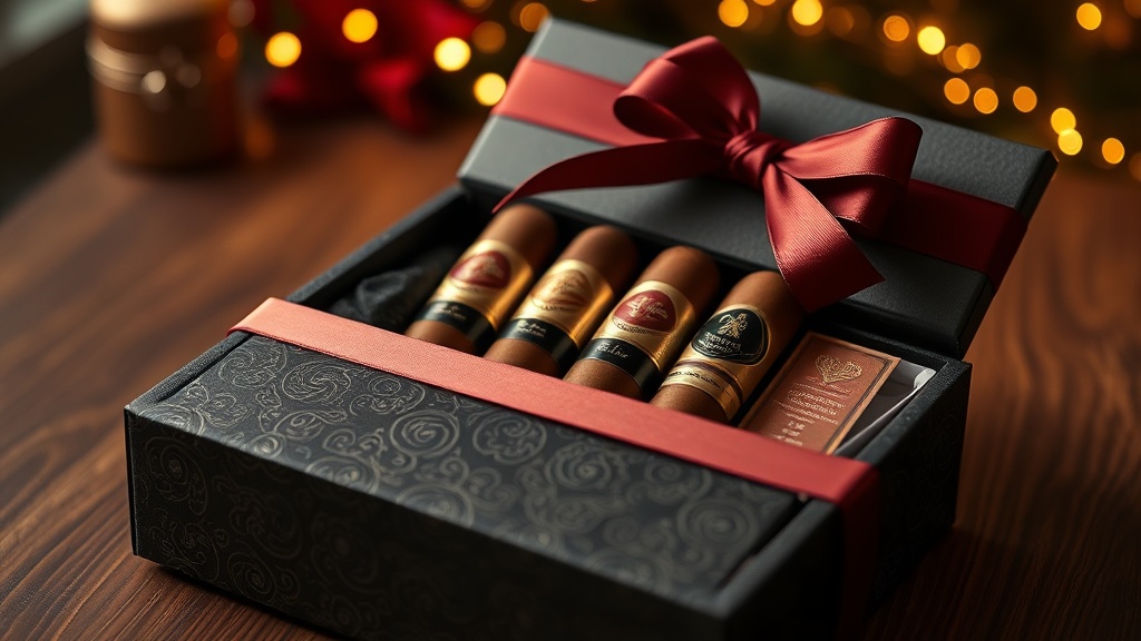 Gift-wrapped cigar sampler box with premium presentation