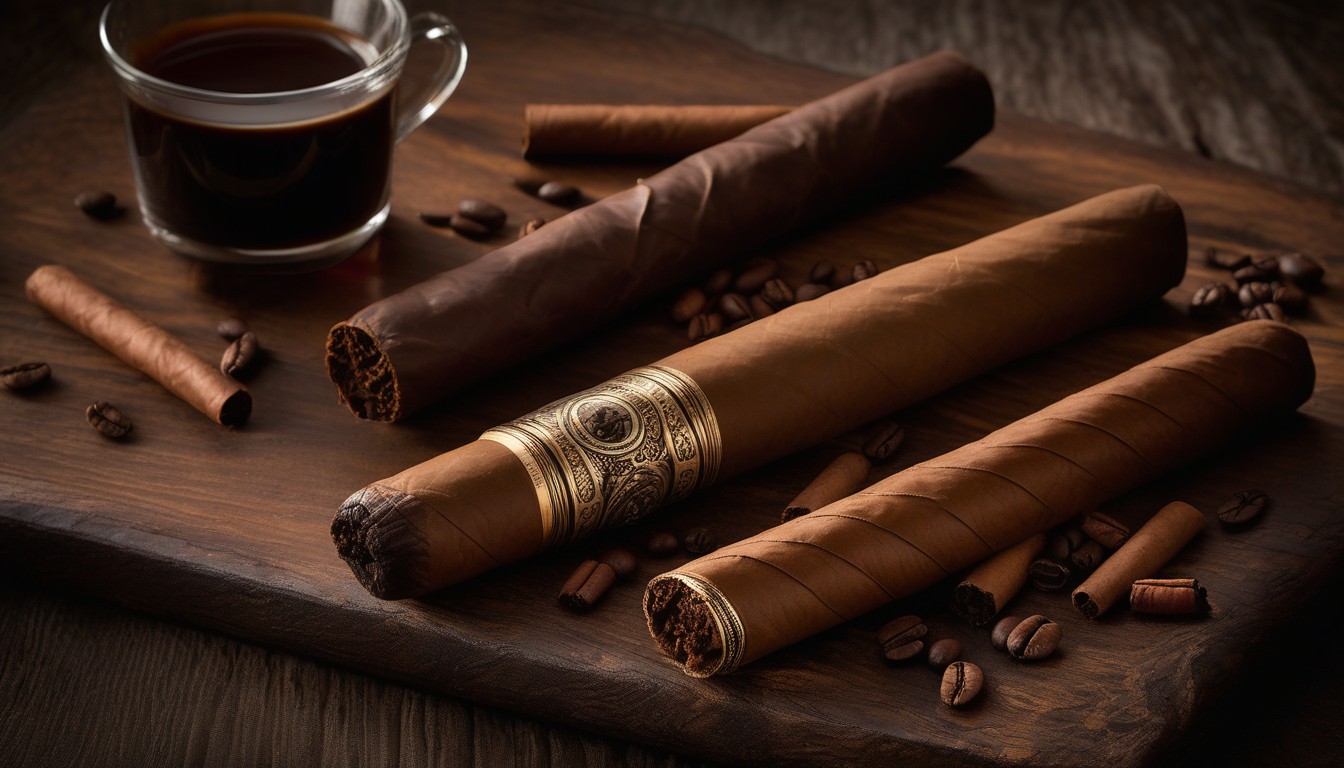 Cigar with coffee on a cold winter morning