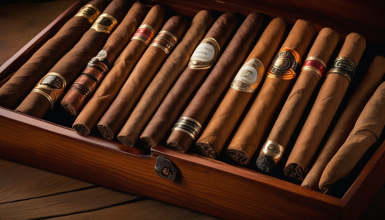 Selection of cold weather cigars arranged on a wooden surface