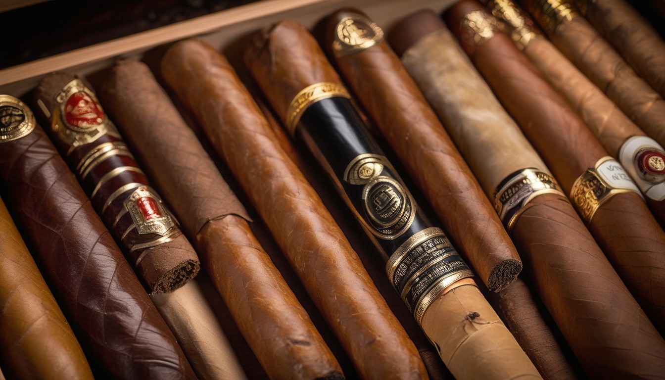 Selection of premium cigars in the $10-20 price range arranged for comparison