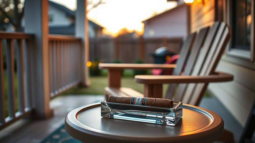 Cozy backyard porch setup for an evening cigar
