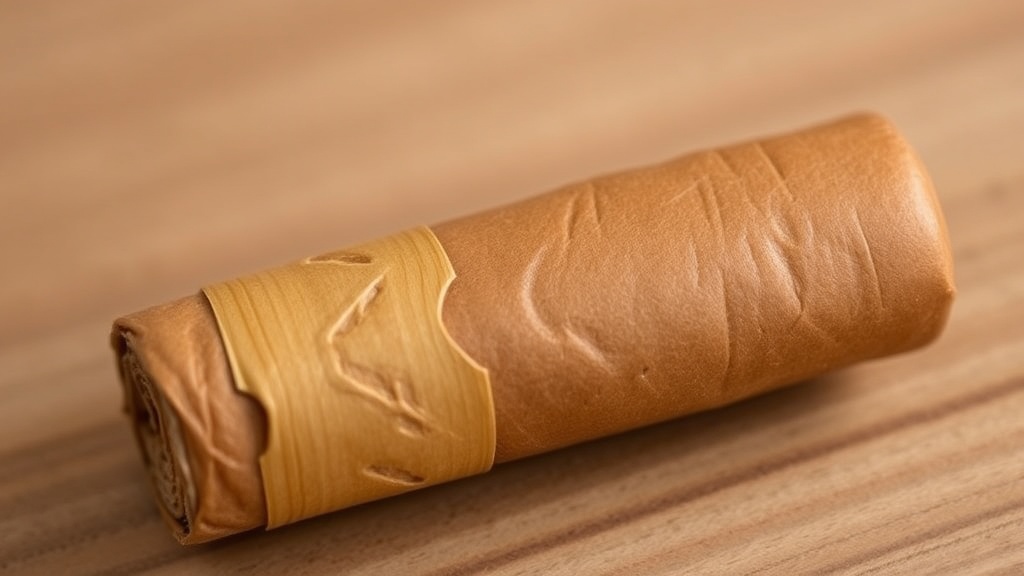 Close-up of a premium cigar with natural wrapper on cedar