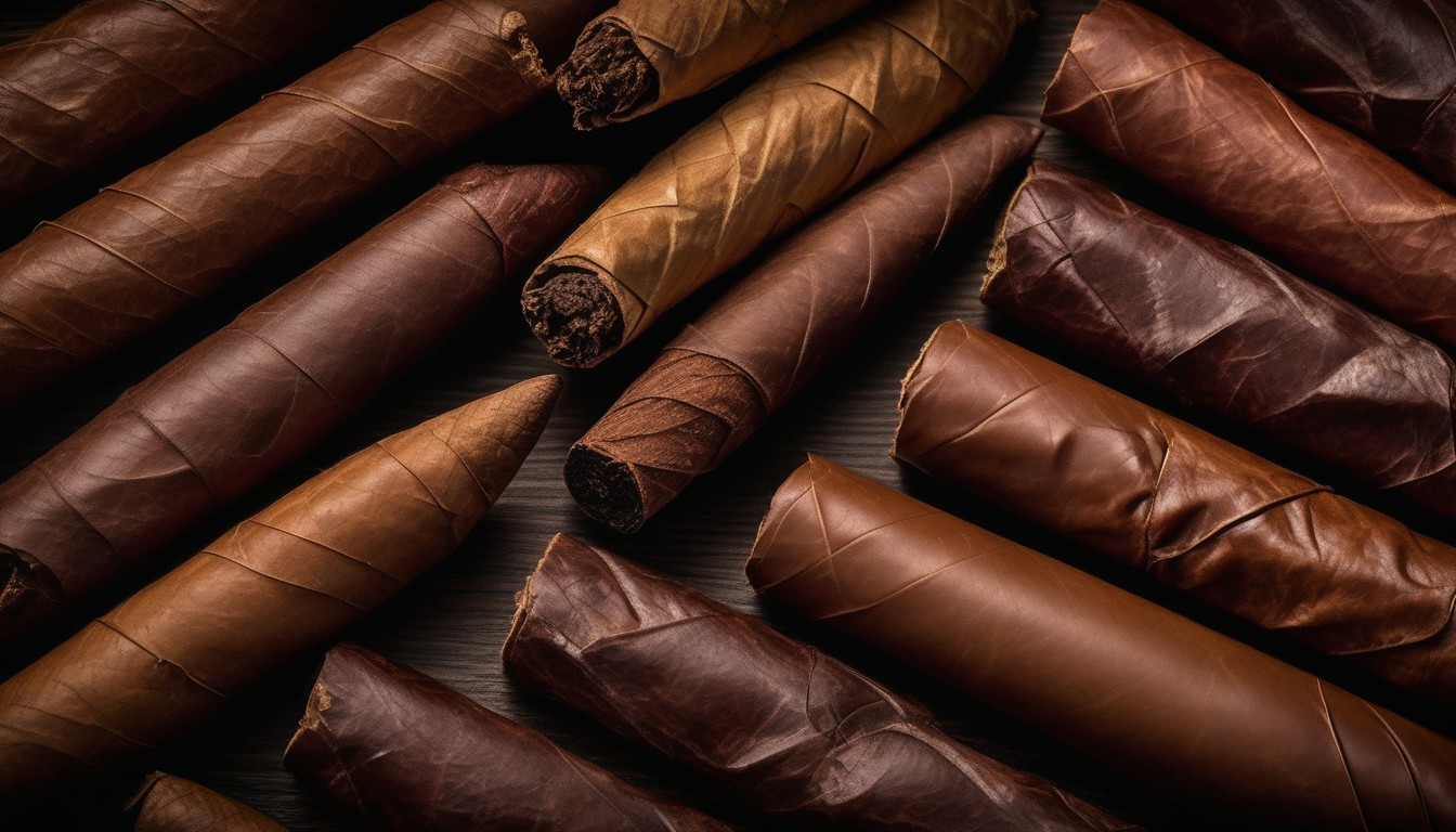 Close-up of dark wrapper cigars showing their rich colors