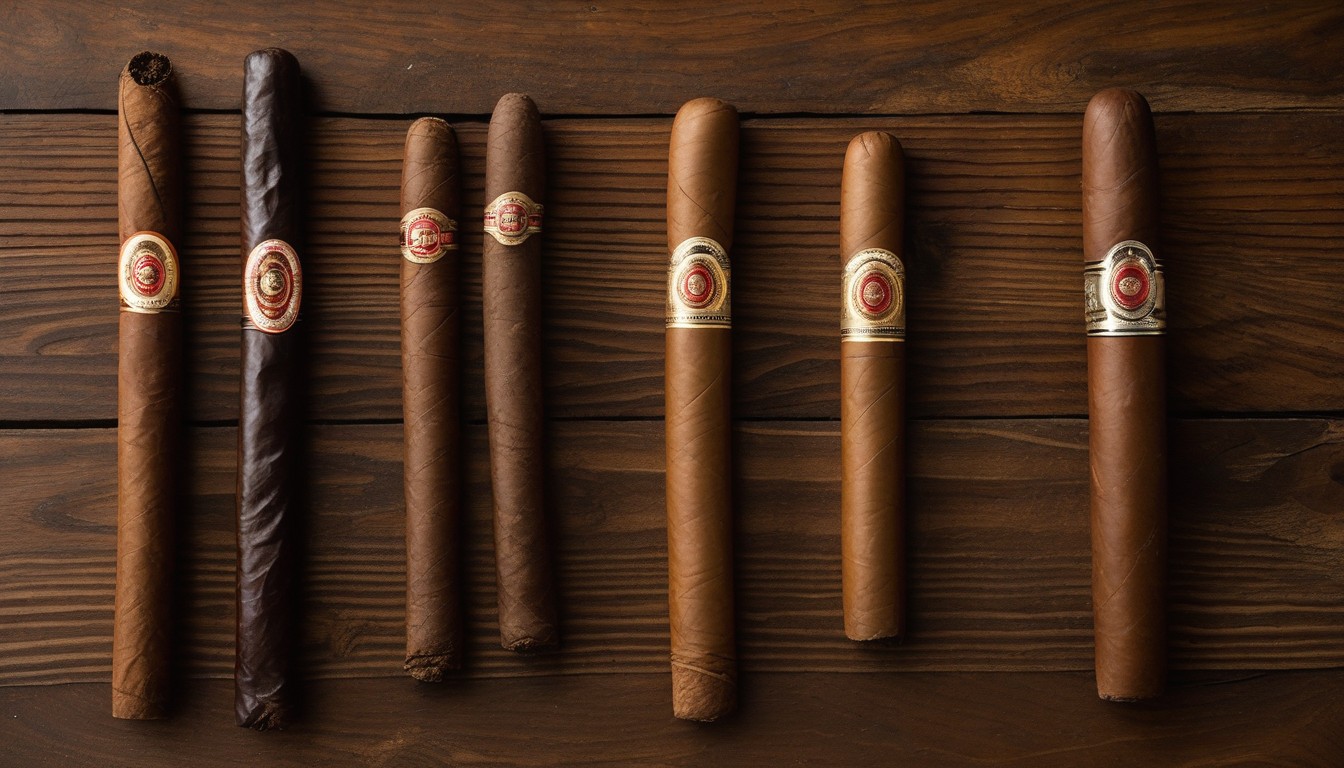 Side-by-side comparison of popular cigar vitola sizes