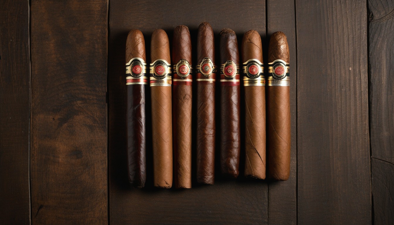Comparison of mild, medium, and full-bodied cigar examples side by side