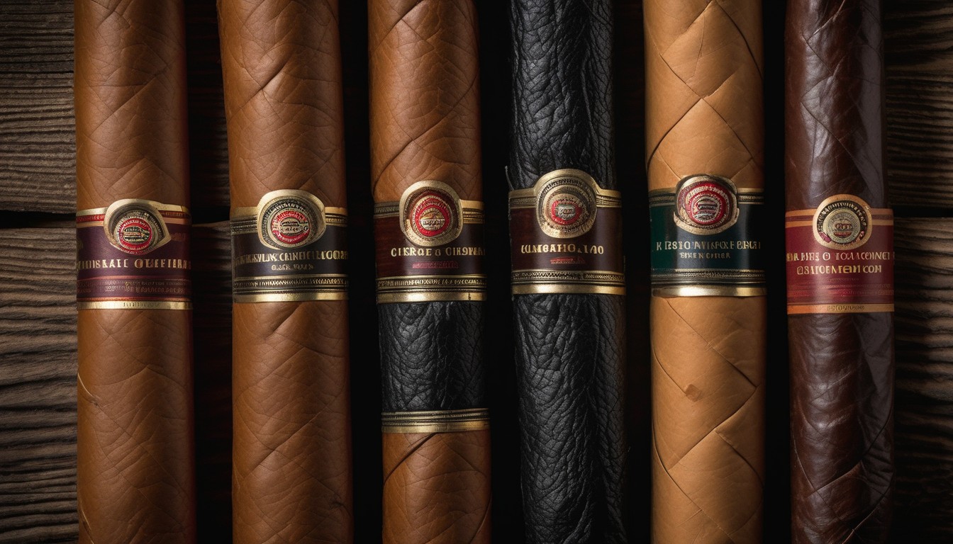 Cigar wrapper colors lined up from light Claro to dark Oscuro