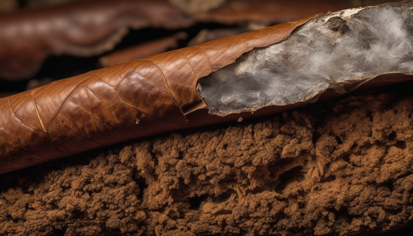 Close-up of common cigar burn issues including canoeing and tunneling