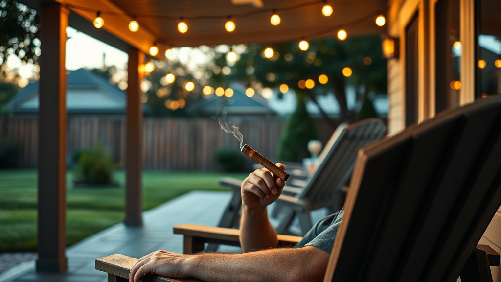 Relaxing on the porch with an affordable everyday cigar at dusk