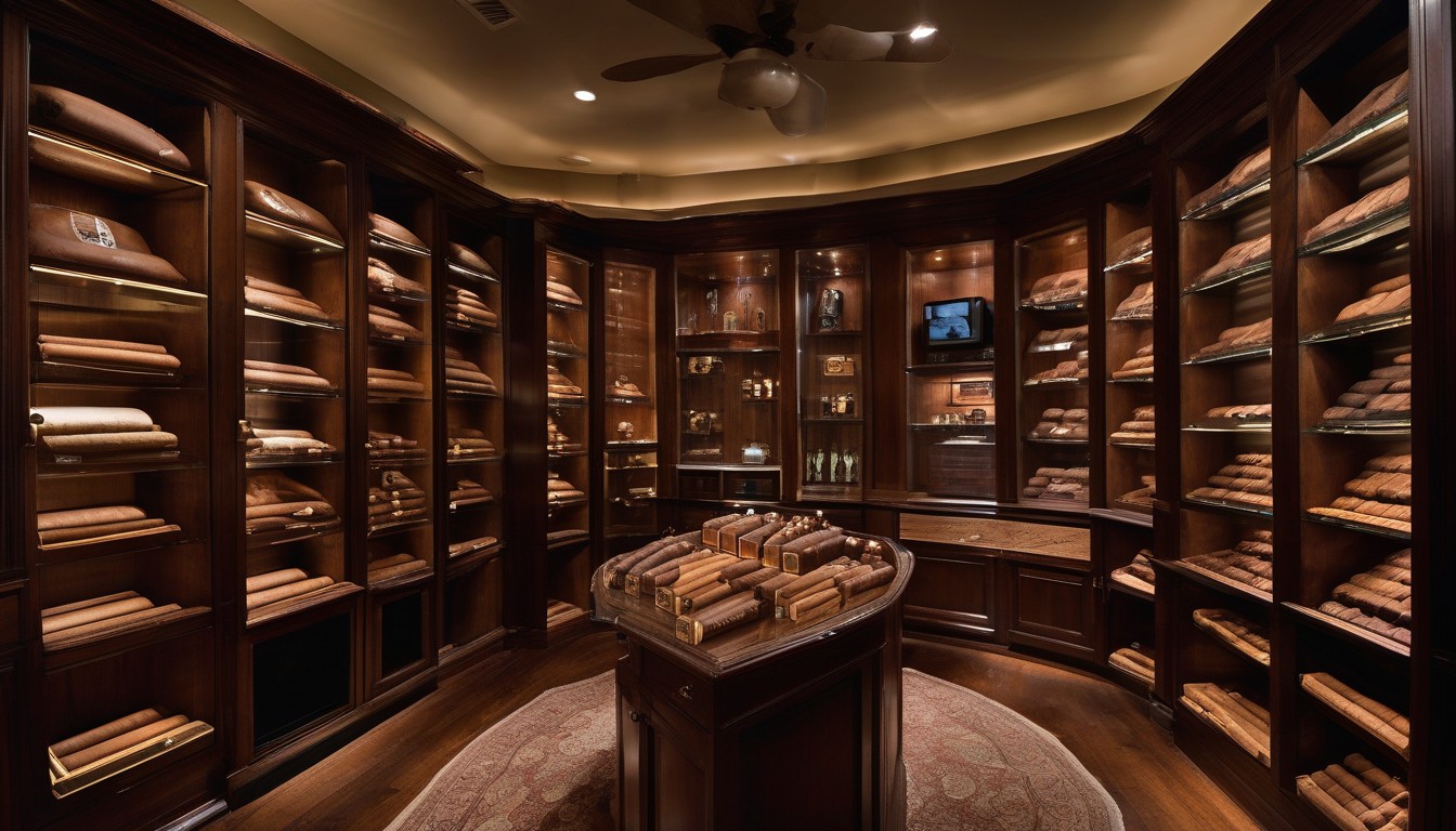 A collector's humidor showcasing aged limited edition and anniversary cigars