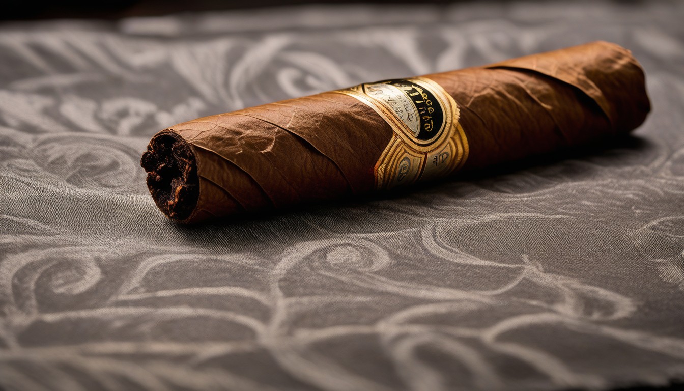 Close-up of Oliva Serie V Melanio showing the Ecuadorian Sumatra wrapper