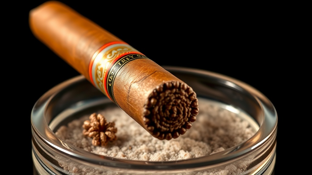 Long intact ash on the Melanio showing consistent light gray color and compact texture