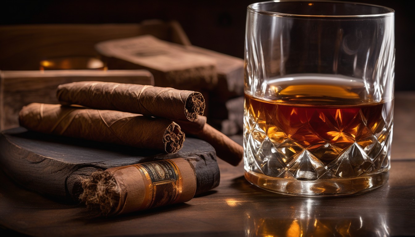 Perdomo bourbon barrel-aged cigars with a whiskey glass