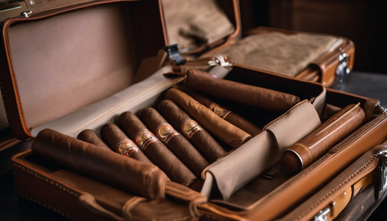Cigars packed in a travel case ready for a flight