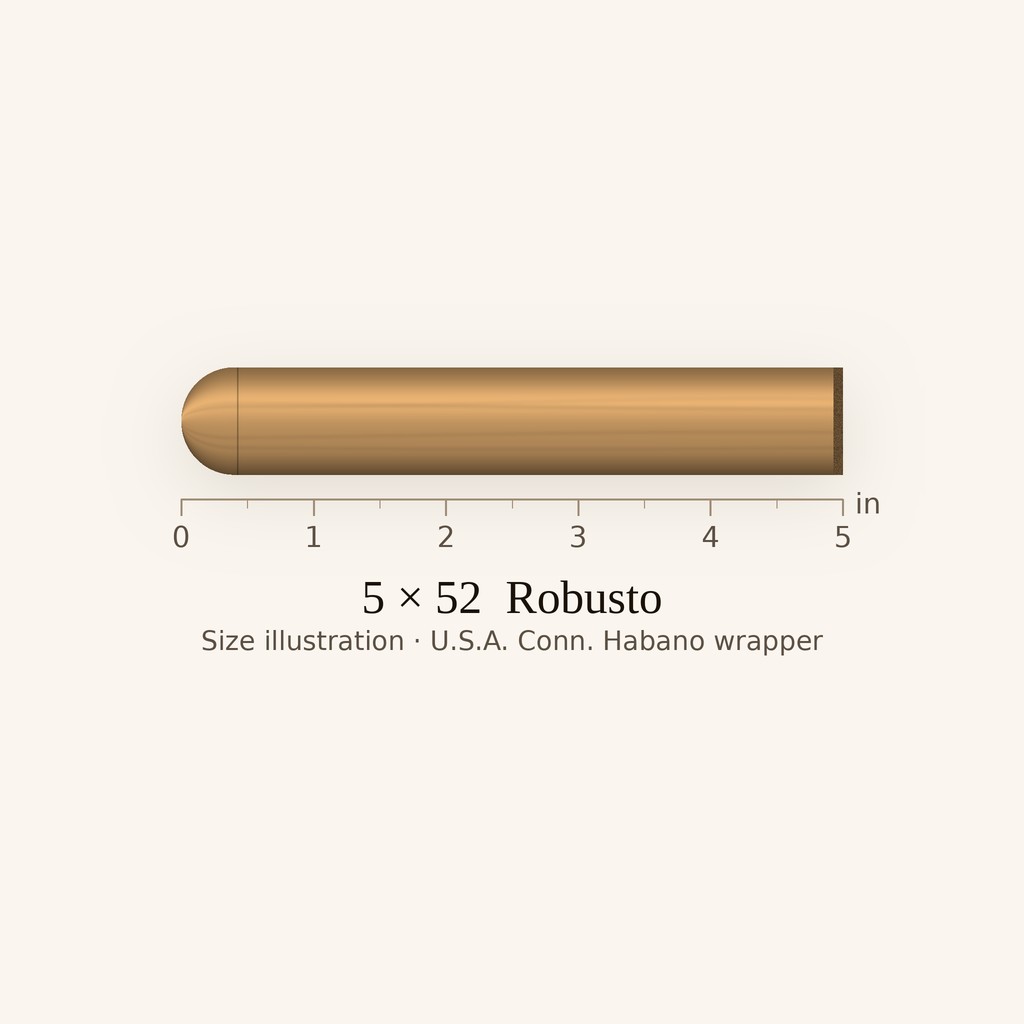 Liga Privada T52 Stalk Cut Robusto size illustration